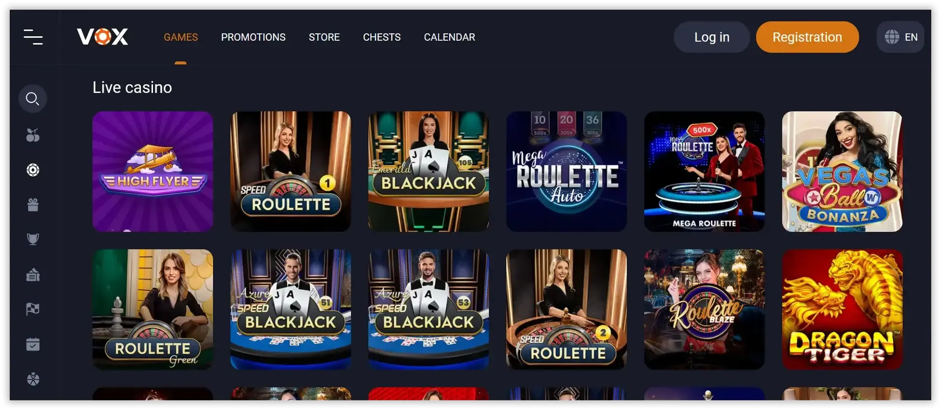 Vox Casino website