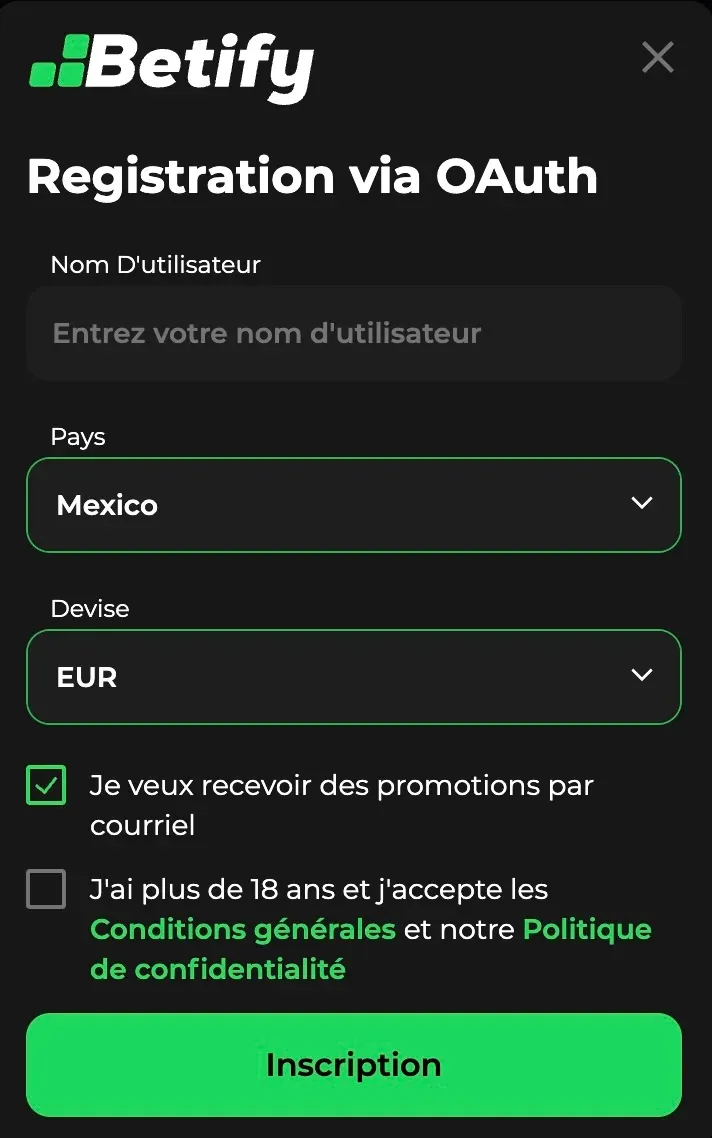 Formulaire avec pays et devise à choisir