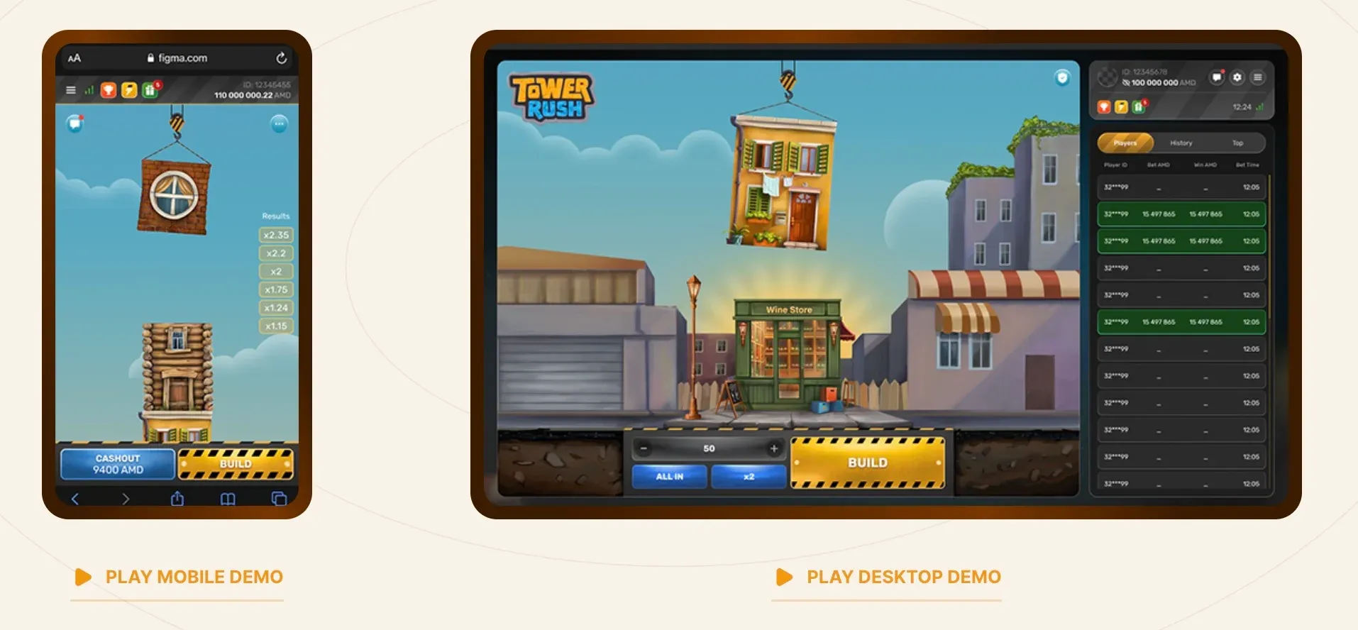 Jeu Tower Rush sur écran mobile et pc