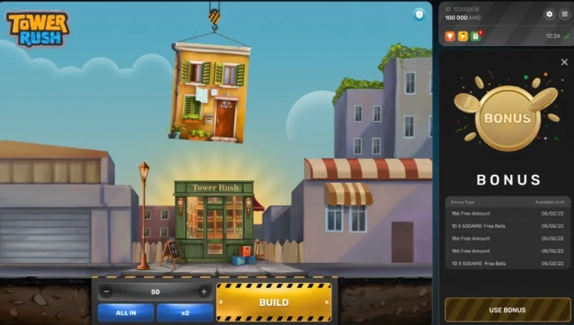 Bonus Temple Floor dans Tower Rush avec interface