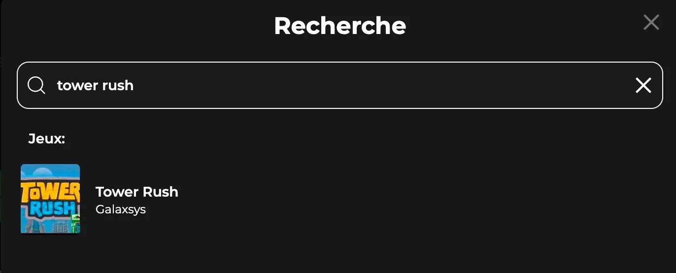 Tower Rush sur Betify dans la barre de recherche