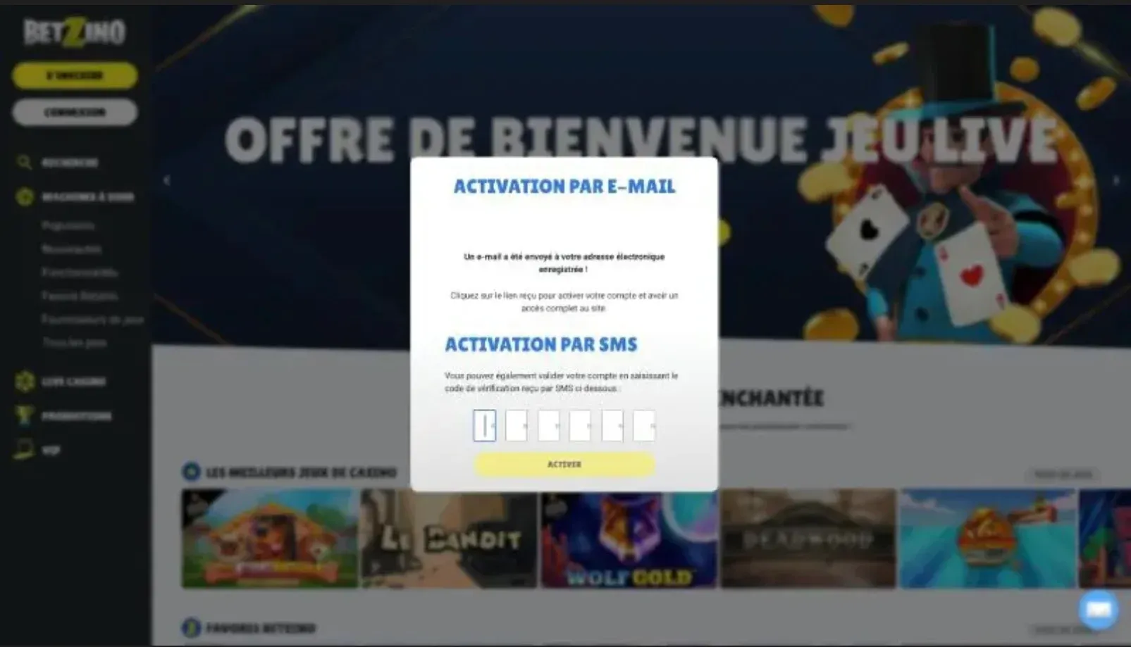 Validation inscription Betzino