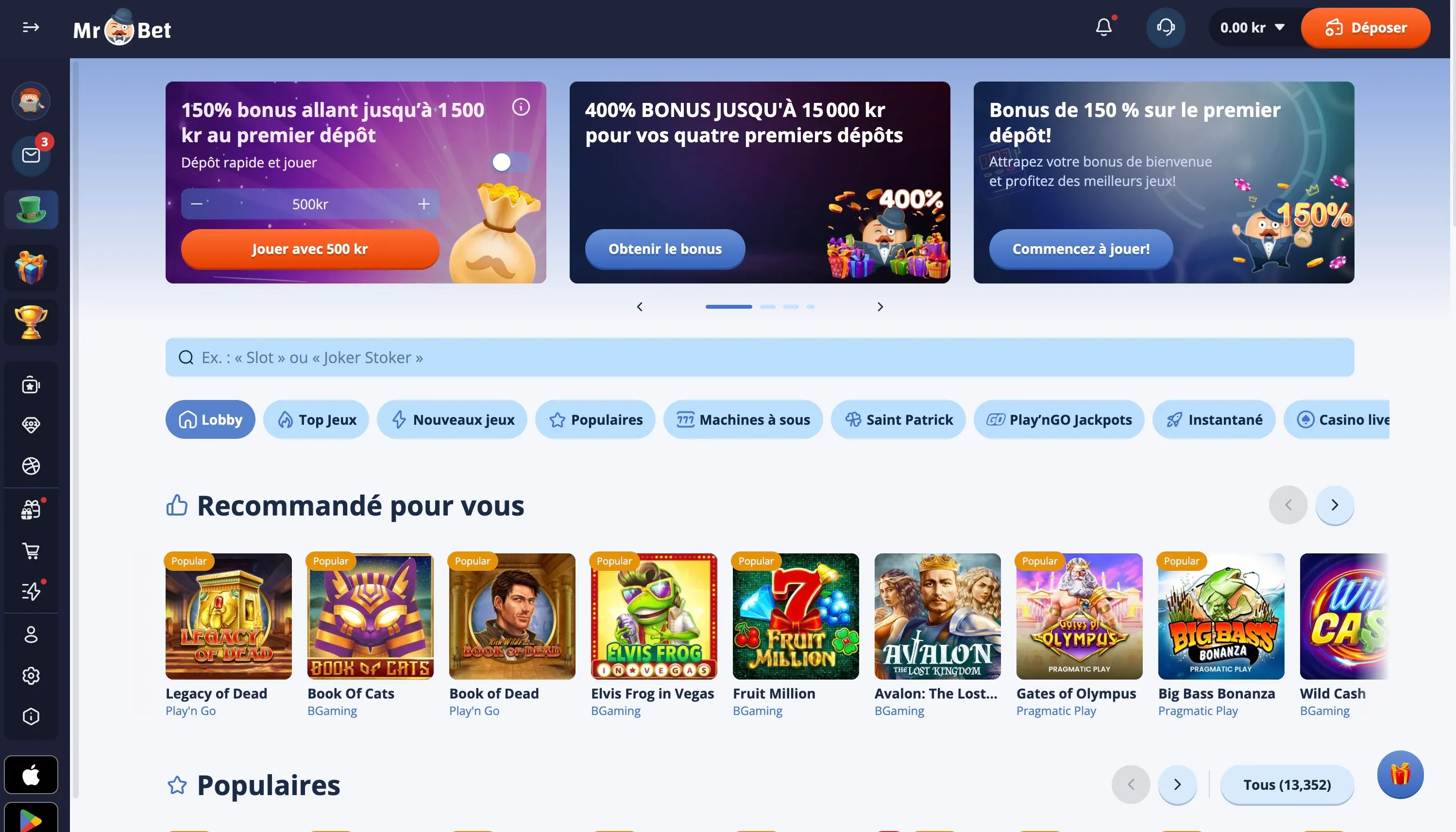 MrBet Page d'accueil