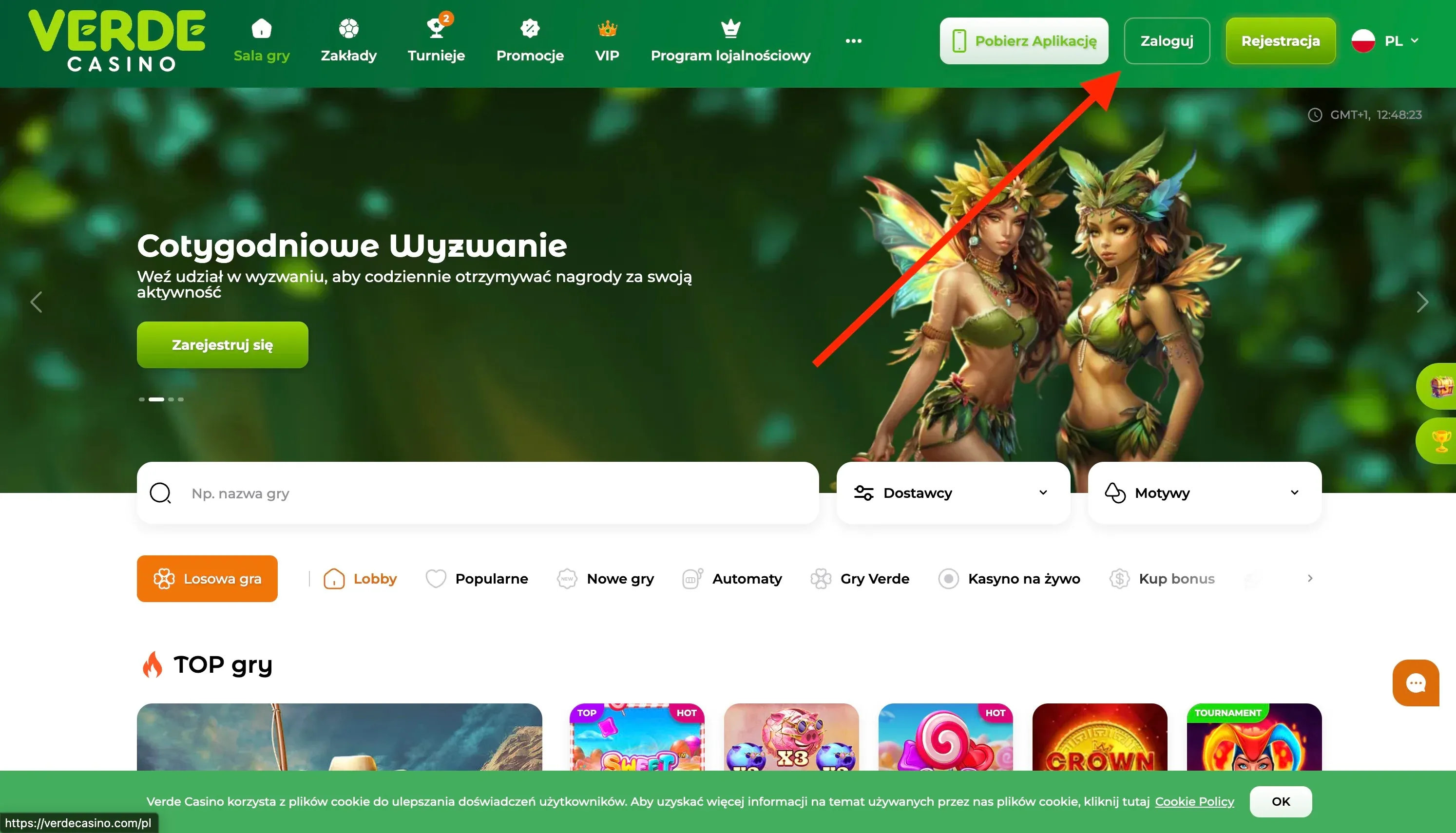 Przycisk rejestracji w Verde Casino