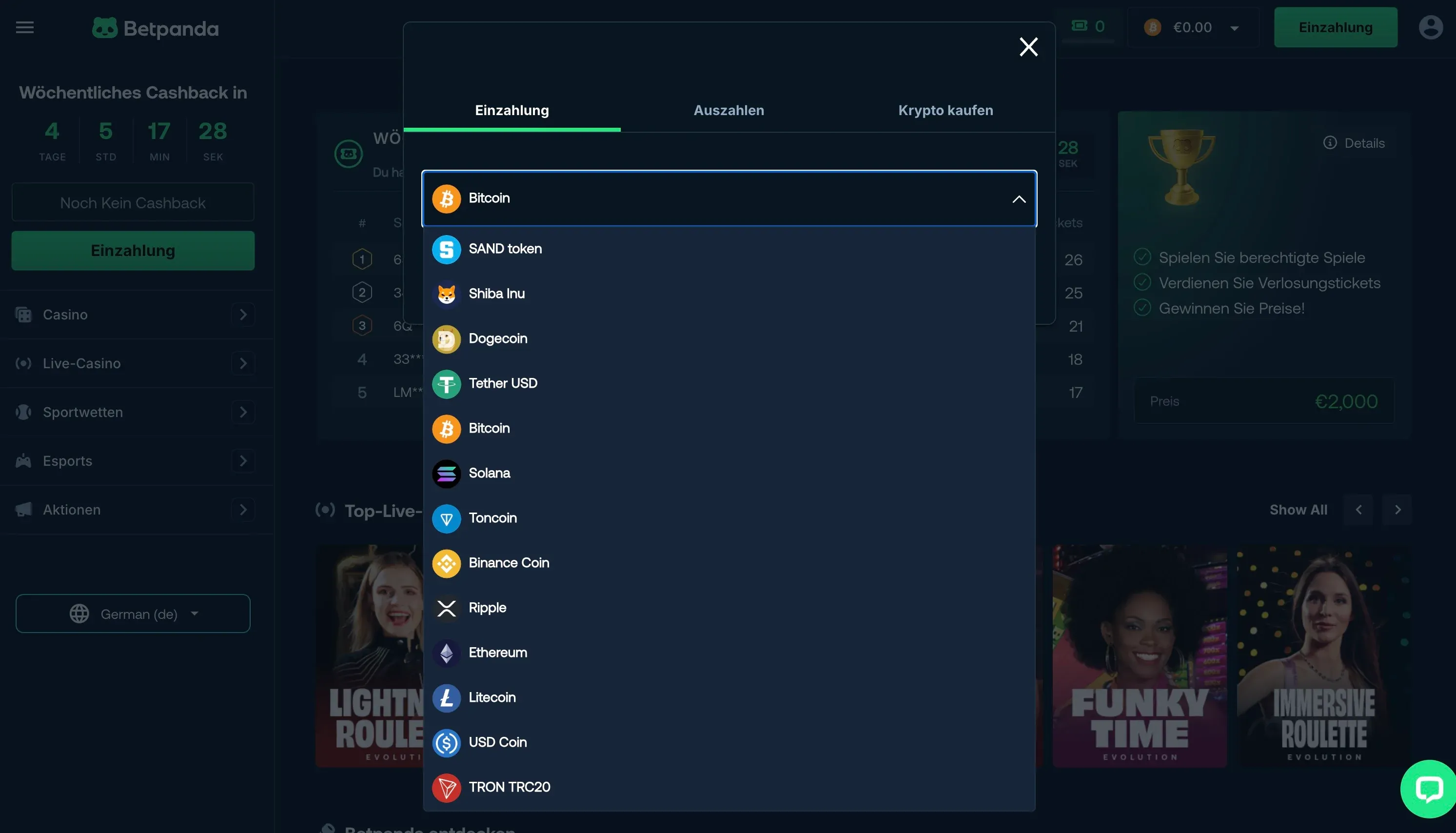 Zahlungsmethoden für Betpanda