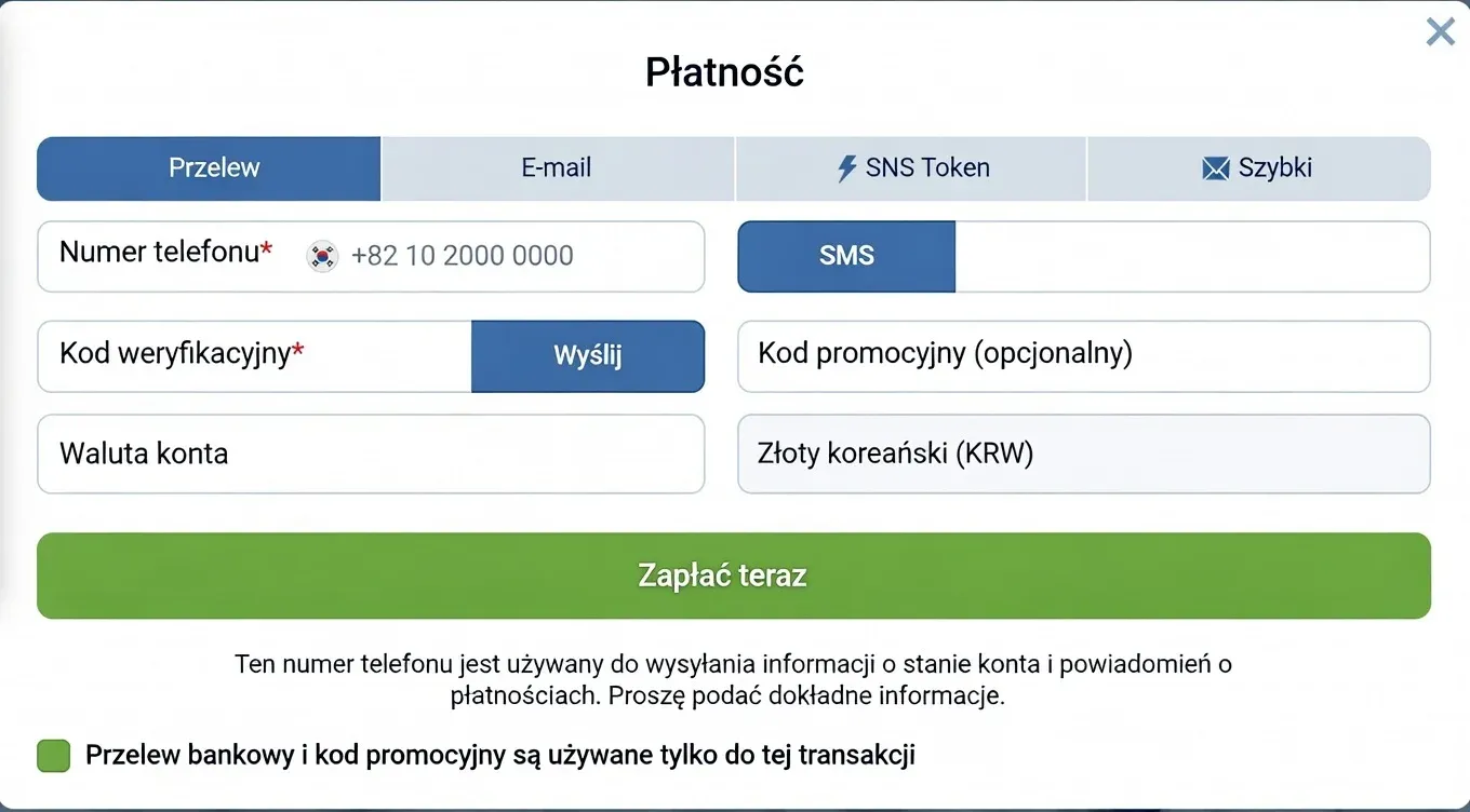 Formularz rejestracyjny na 1xbet