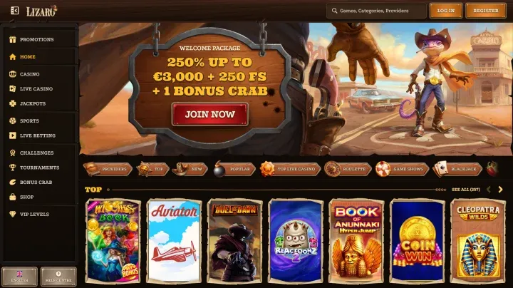 Lizaro Casino website