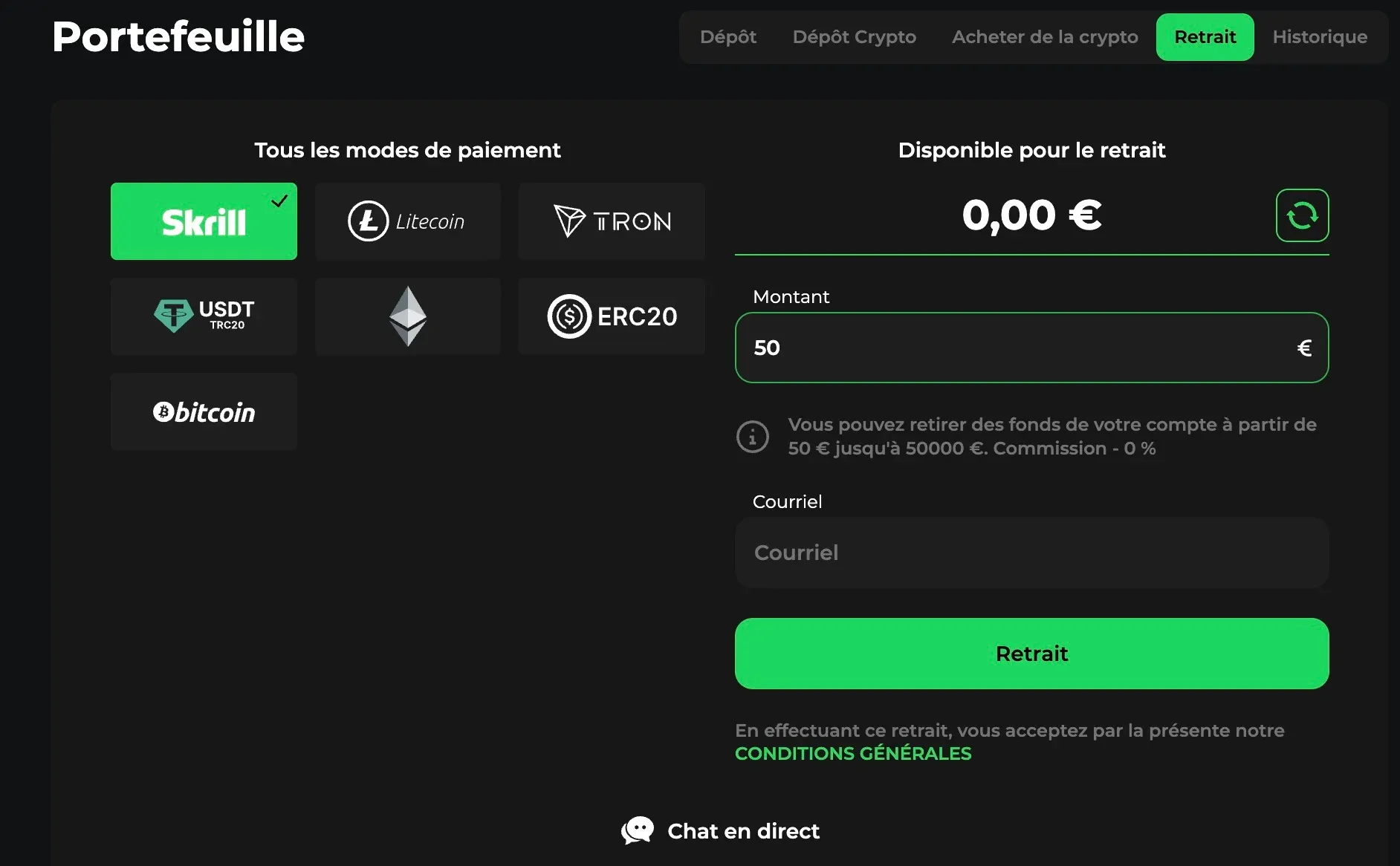 Retraits sur le Casino Betify